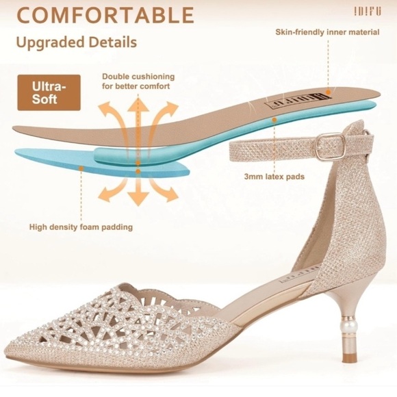 Elegant Silver Heels with Ankle Strap - Picture 4 of 13